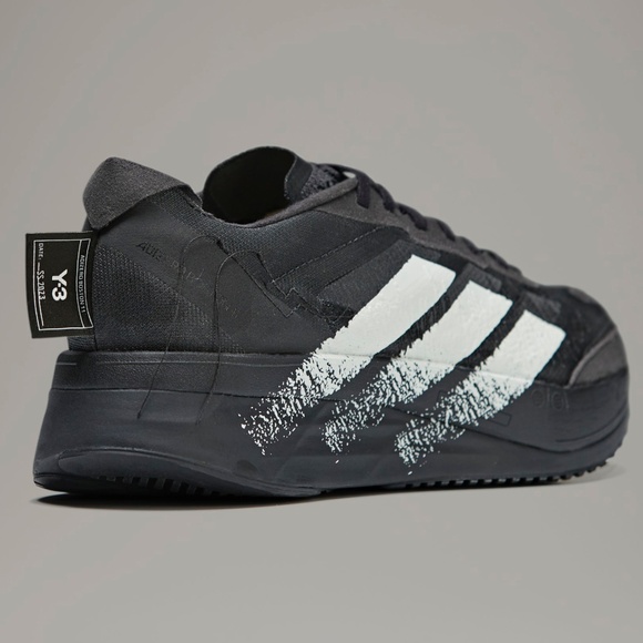 Size 12.5 - Adidas Y-3 Boston 11 Black Off White IE9395 Running Sneakers - Picture 6 of 10